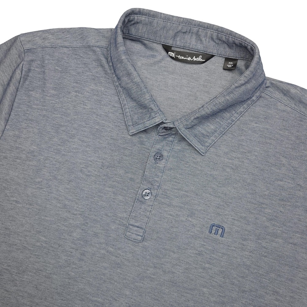 Travis Mathew Polo Shirt Mens 2XL Gray Solid Golf Pima Cotton Blend Casual Soft